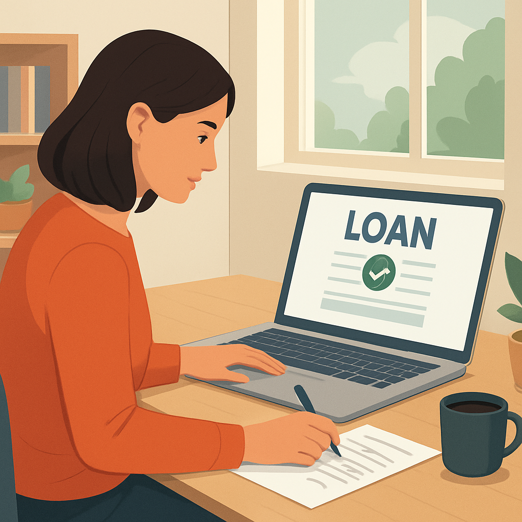 온라인으로 신청하는 작업대출 절차 이미지